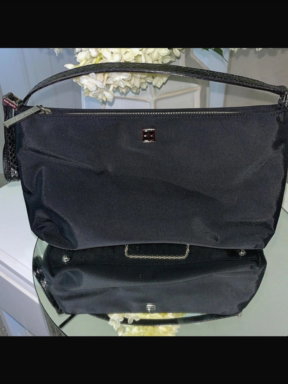 Kate Spade Black Nylon Snakeskin
Strap Purse, Vintage